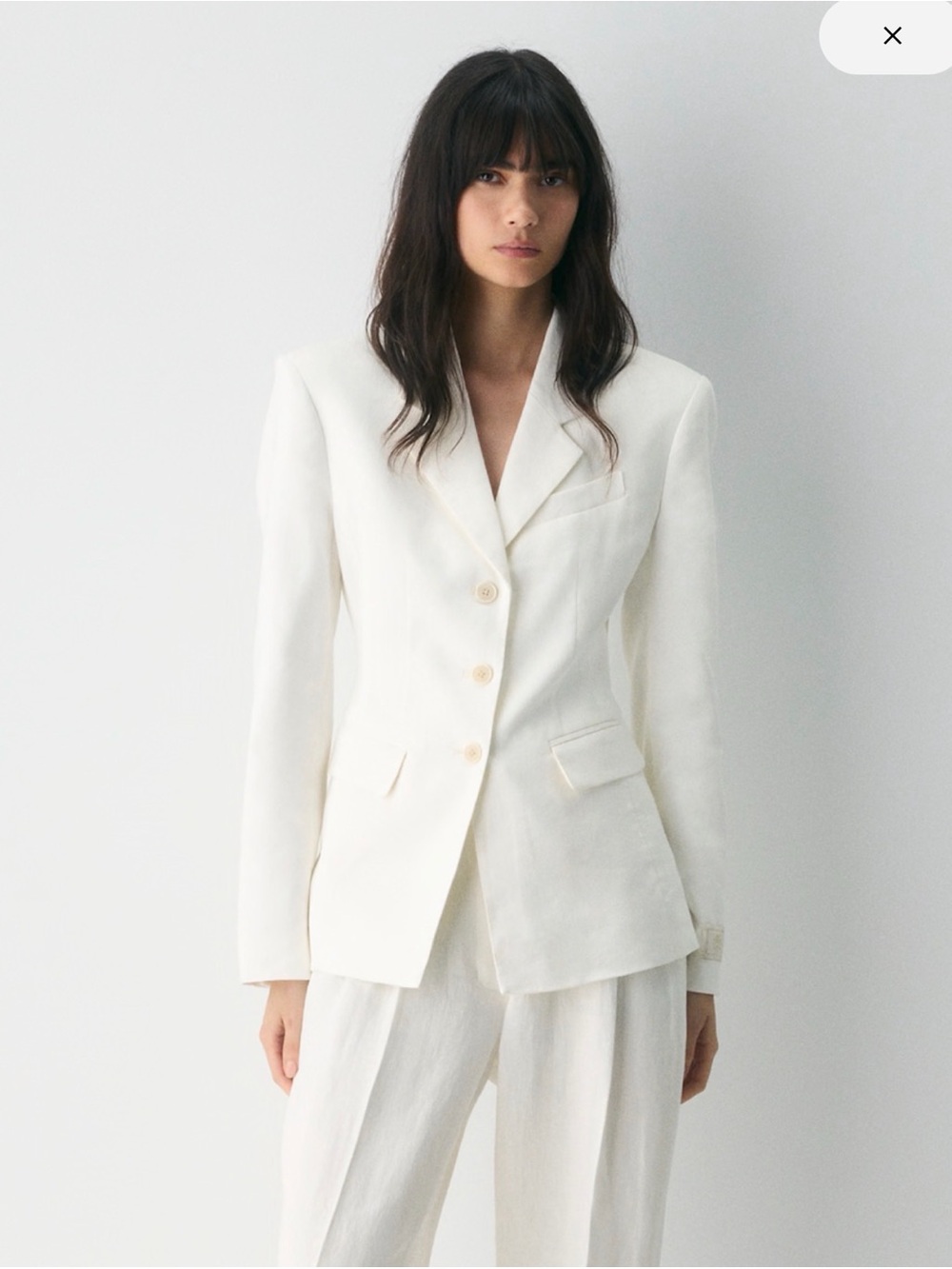 Aritzia Babaton Standout Blazer Light Birch 0 Tailored Linen Cream/White Blazer